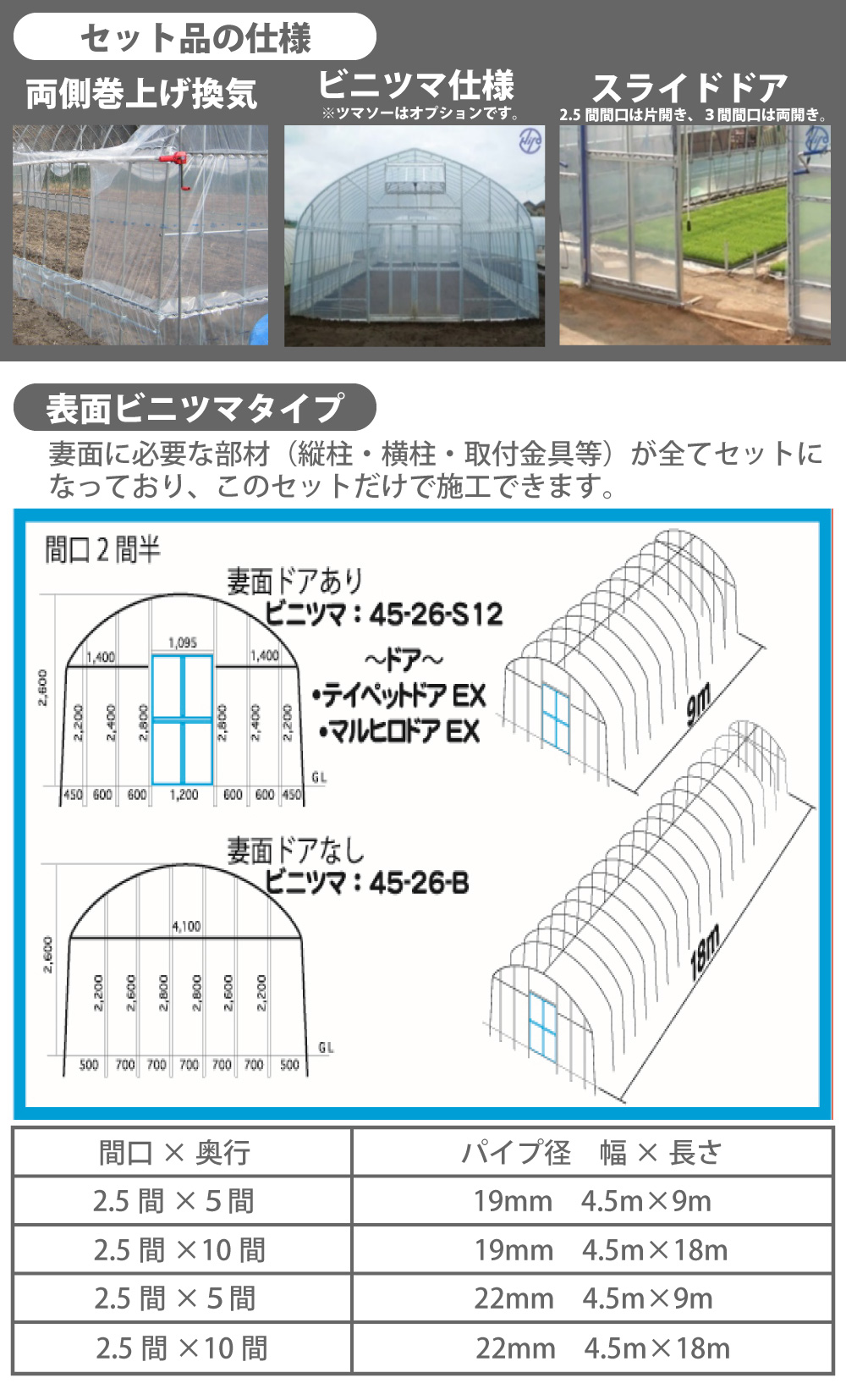 お得な一棟セット価格 農業用パイプハウスフェア ホームセンタームサシ